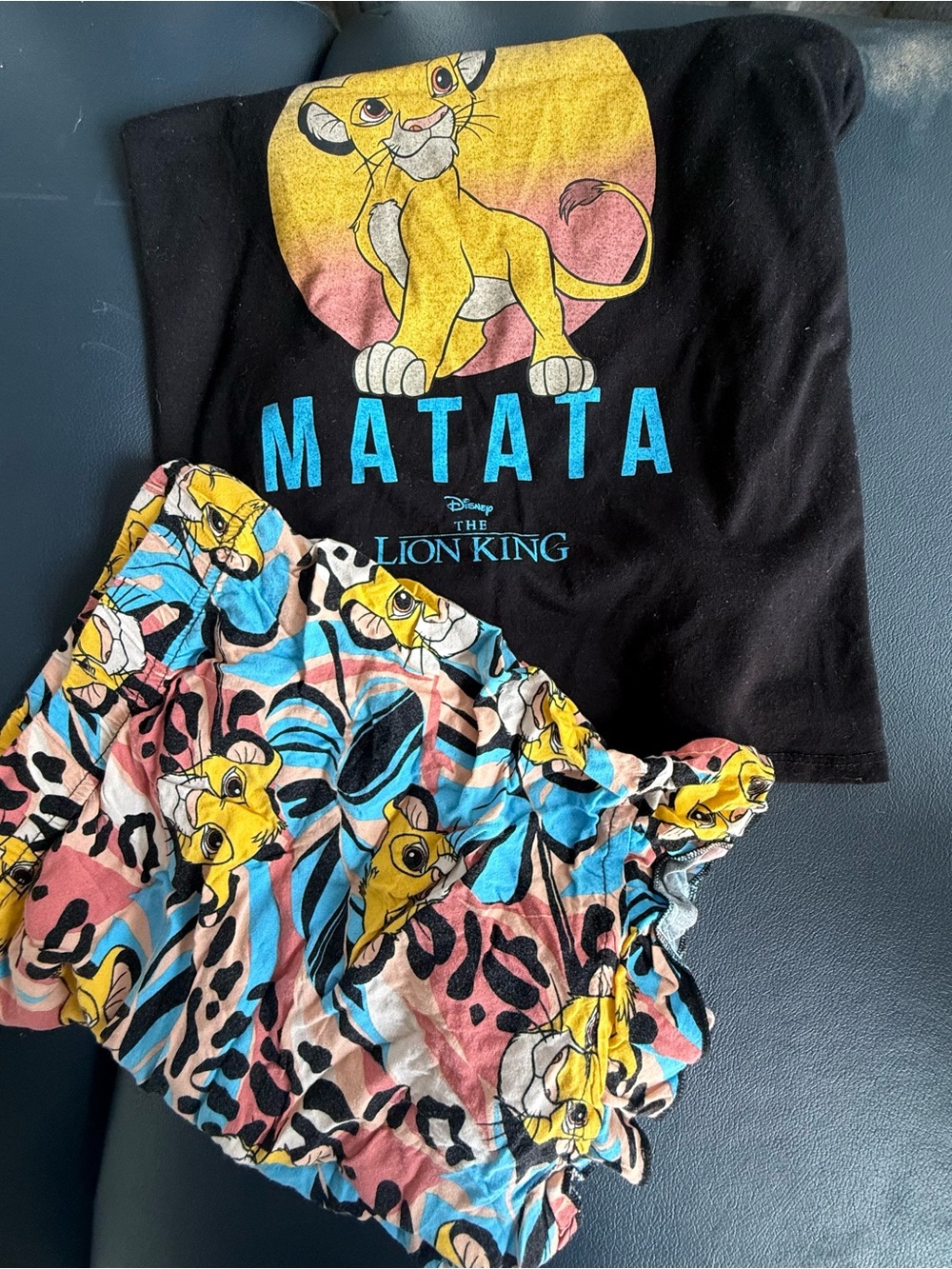 Disney Black Tank with Multicolor Simba Print Pajama Set